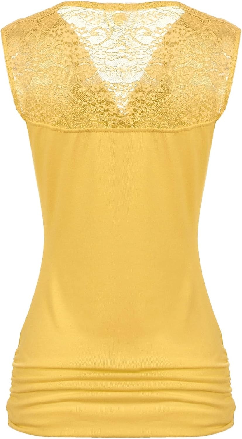 image:imageZeagoo Tank Top for Women Trendy Going Out Tops Sleeveless Shirts Ruched Business Casual Basic Tunic TopsYellow