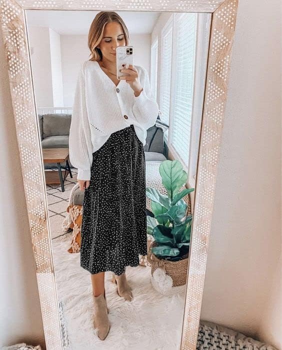 image:imageZeagoo Womens Midi Skirts High Waisted Pleated ALine Swing Skirts Summer Long Skirts with Pockets03blcack Floral