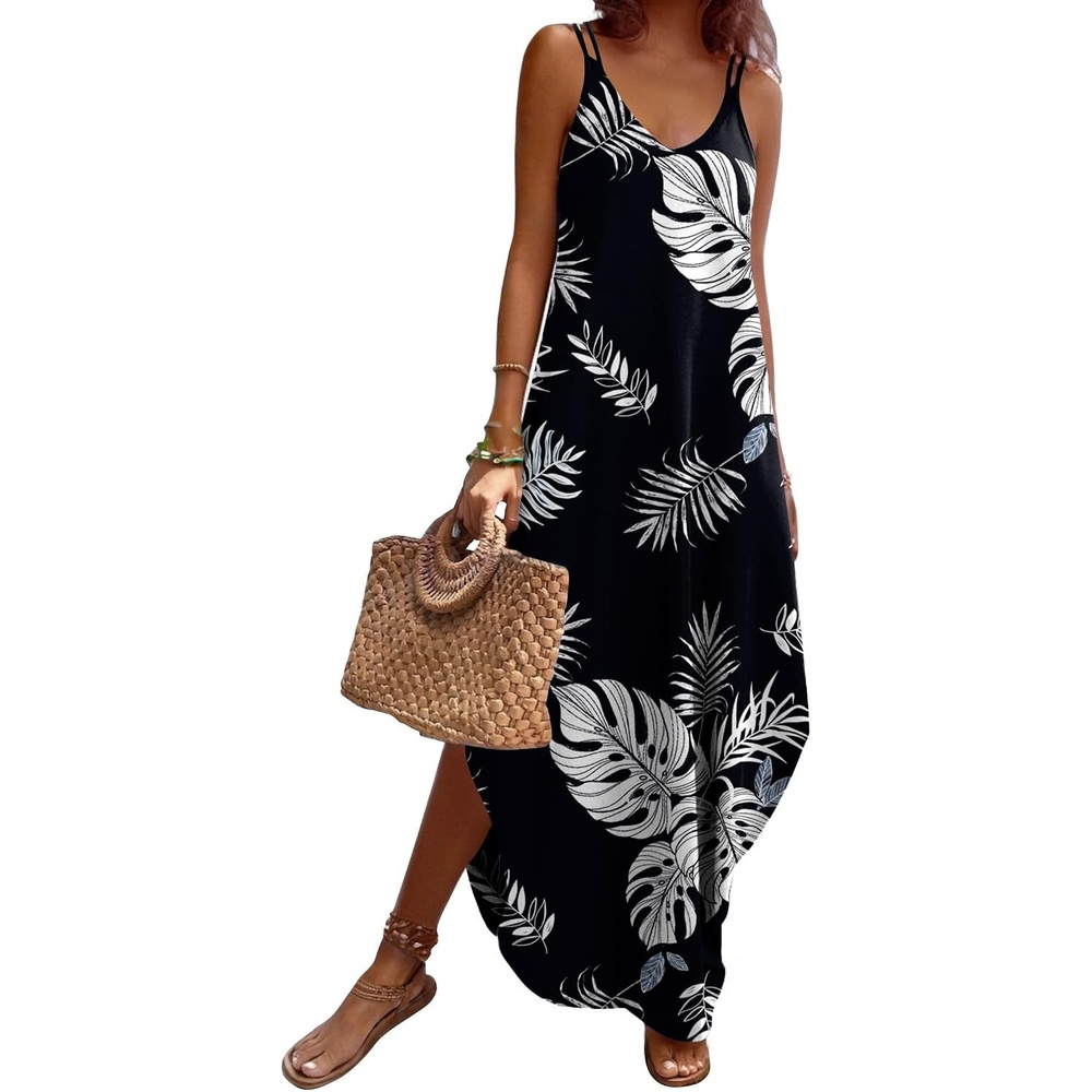 image:imageZeagoo Beach Dress Long Maxi Halter SundressA04leaf3