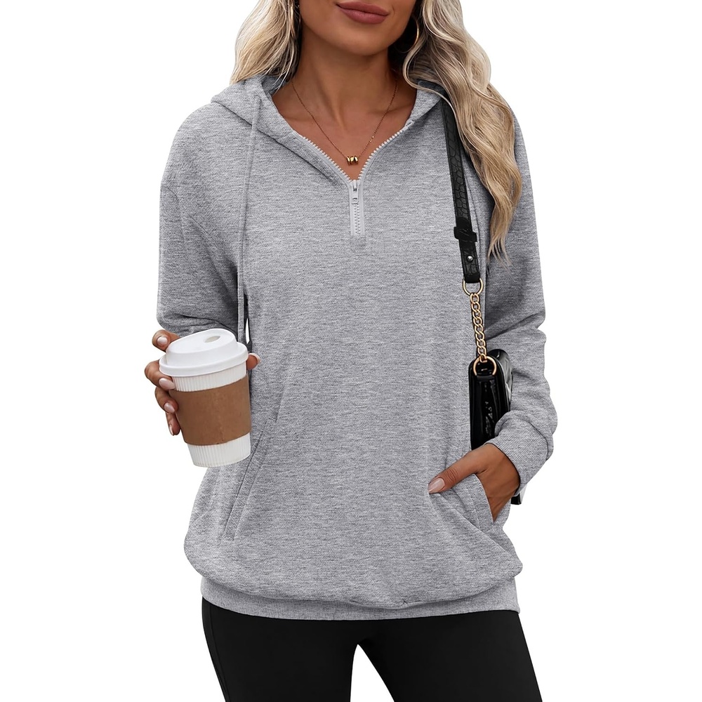 image:imageZeagoo Hoodies for Women Half Zip Up Oversized Sweatshirt Fall Clothes 202601grey