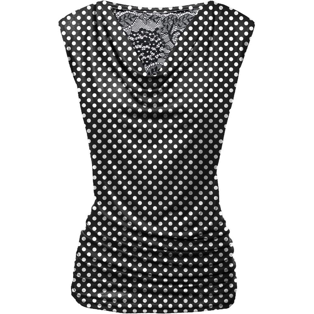 image:imageZeagoo Tank Top for Women Trendy Going Out Tops Sleeveless Shirts Ruched Business Casual Basic Tunic TopsBlack Polka Dot