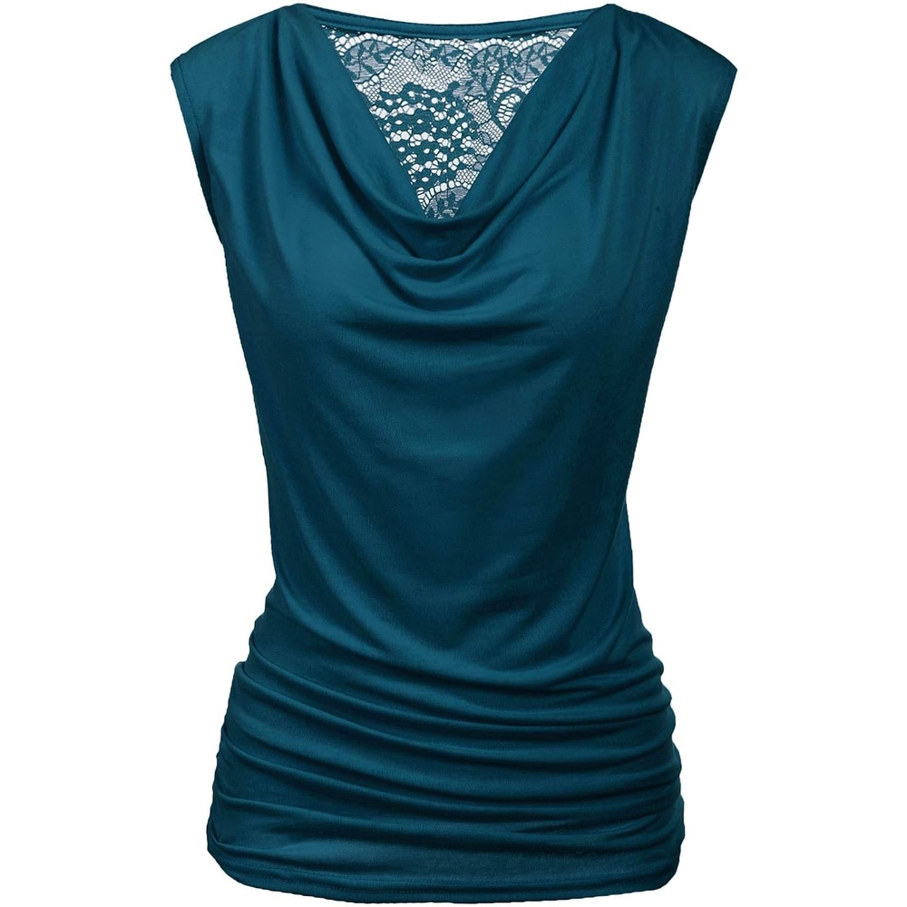 image:imageZeagoo Tank Top for Women Trendy Going Out Tops Sleeveless Shirts Ruched Business Casual Basic Tunic TopsDark Cyan