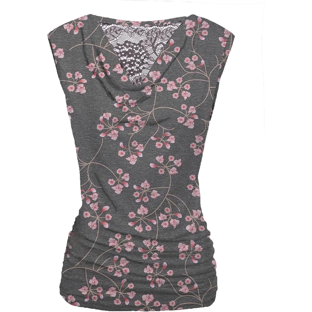 image:imageZeagoo Tank Top for Women Trendy Going Out Tops Sleeveless Shirts Ruched Business Casual Basic Tunic TopsFl Gypsophila Gray