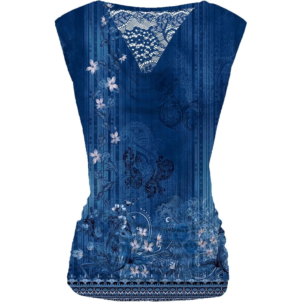 image:imageZeagoo Tank Top for Women Trendy Going Out Tops Sleeveless Shirts Ruched Business Casual Basic Tunic TopsFloral Blue