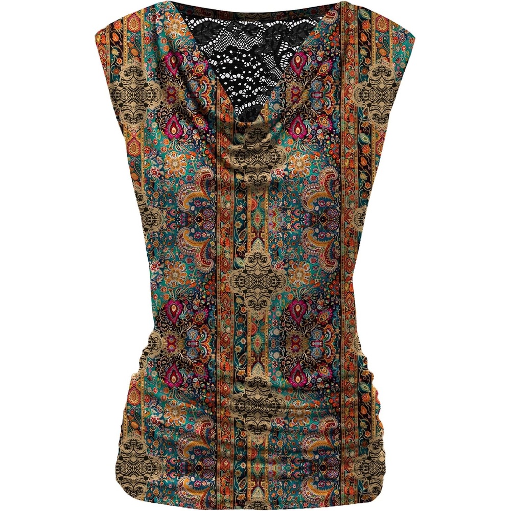 image:imageZeagoo Tank Top for Women Trendy Going Out Tops Sleeveless Shirts Ruched Business Casual Basic Tunic TopsFloral Mz721