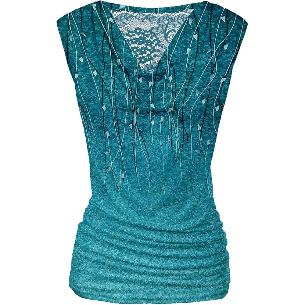 image:imageZeagoo Tank Top for Women Trendy Going Out Tops Sleeveless Shirts Ruched Business Casual Basic Tunic TopsGradient Leaf