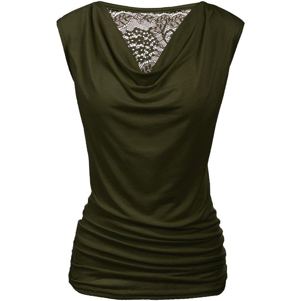 image:imageZeagoo Tank Top for Women Trendy Going Out Tops Sleeveless Shirts Ruched Business Casual Basic Tunic TopsOlive Green
