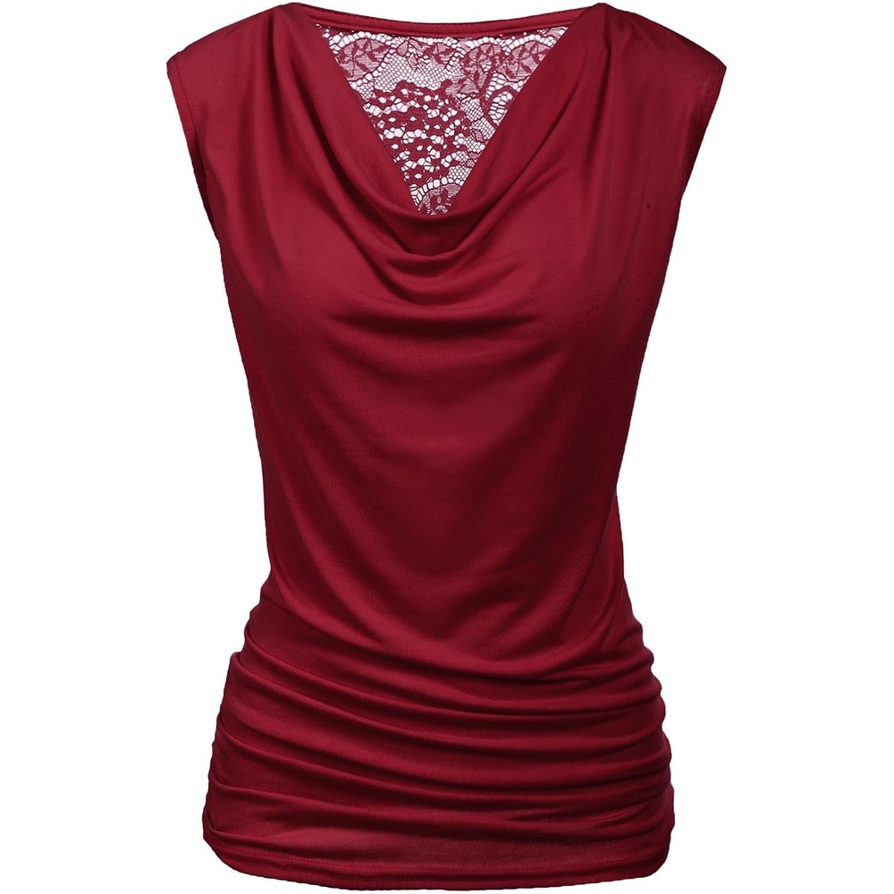 image:imageZeagoo Tank Top for Women Trendy Going Out Tops Sleeveless Shirts Ruched Business Casual Basic Tunic TopsWine Red