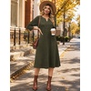 Zeagoo 3/4 Sleeve Dress for Women Midi Dresses V Neck Lace Casual Sundress(Army Green)