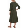 Zeagoo 3/4 Sleeve Dress for Women Midi Dresses V Neck Lace Casual Sundress(Army Green)