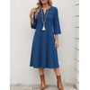 Zeagoo 3/4 Sleeve Dress for Women Midi Dresses V Neck Lace Casual Sundress(Blue)