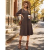 Zeagoo 3/4 Sleeve Dress for Women Midi Dresses V Neck Lace Casual Sundress(Brown)