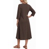 Zeagoo 3/4 Sleeve Dress for Women Midi Dresses V Neck Lace Casual Sundress(Brown)