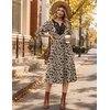 Zeagoo 3/4 Sleeve Dress for Women Midi Dresses V Neck Lace Casual Sundress(Brown Floral 01)