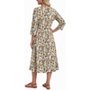 Zeagoo 3/4 Sleeve Dress for Women Midi Dresses V Neck Lace Casual Sundress(Brown Floral 02)