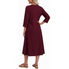 Zeagoo 3/4 Sleeve Dress for Women Midi Dresses V Neck Lace Casual Sundress(Deep Red)