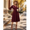 Zeagoo 3/4 Sleeve Dress for Women Midi Dresses V Neck Lace Casual Sundress(Deep Red)