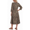 Zeagoo 3/4 Sleeve Dress for Women Midi Dresses V Neck Lace Casual Sundress(Leopard)