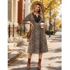 Zeagoo 3/4 Sleeve Dress for Women Midi Dresses V Neck Lace Casual Sundress(Leopard)