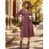 Zeagoo 3/4 Sleeve Dress for Women Midi Dresses V Neck Lace Casual Sundress(Mauve)