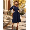 Zeagoo 3/4 Sleeve Dress for Women Midi Dresses V Neck Lace Casual Sundress(Navy Blue)