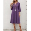 Zeagoo 3/4 Sleeve Dress for Women Midi Dresses V Neck Lace Casual Sundress(Purple)