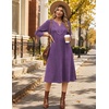 Zeagoo 3/4 Sleeve Dress for Women Midi Dresses V Neck Lace Casual Sundress(Purple)