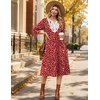 Zeagoo 3/4 Sleeve Dress for Women Midi Dresses V Neck Lace Casual Sundress(Red Dot)