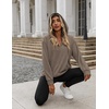 Zeagoo Hoodies for Women Half Zip Up Oversized Sweatshirt Fall Clothes 2026(Brown)