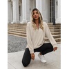 Zeagoo Hoodies for Women Half Zip Up Oversized Sweatshirt Fall Clothes 2026(Khaki)
