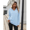 Zeagoo Hoodies for Women Half Zip Up Oversized Sweatshirt Fall Clothes 2026(Light Blue)