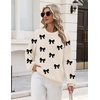 Zeagoo Oversized Sweater for Women 2026 Crewneck Long Sleeve Fall Clothes(Black Bow)