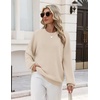 Zeagoo Oversized Sweater for Women 2026 Crewneck Long Sleeve Fall Clothes(Khaki)