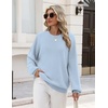 Zeagoo Oversized Sweater for Women 2026 Crewneck Long Sleeve Fall Clothes(Light Blue)
