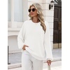 Zeagoo Oversized Sweater for Women 2026 Crewneck Long Sleeve Fall Clothes(White)