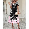 Zeagoo Summer Dresses for Women Flowy Casual Midi Dress Short Sleeve Tiered Dress Beach Vacation Sundresses with Pockets(Bf359)