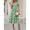 Zeagoo Summer Dresses for Women Flowy Casual Midi Dress Short Sleeve Tiered Dress Beach Vacation Sundresses with Pockets(Bf49)