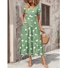 Zeagoo Summer Dresses for Women Flowy Casual Midi Dress Short Sleeve Tiered Dress Beach Vacation Sundresses with Pockets(Bf49)