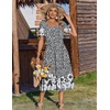 Zeagoo Summer Dresses for Women Flowy Casual Midi Dress Short Sleeve Tiered Dress Beach Vacation Sundresses with Pockets(Black Floral)