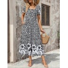 Zeagoo Summer Dresses for Women Flowy Casual Midi Dress Short Sleeve Tiered Dress Beach Vacation Sundresses with Pockets(Black Floral)