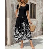 Zeagoo Summer Dresses for Women Flowy Casual Midi Dress Short Sleeve Tiered Dress Beach Vacation Sundresses with Pockets(Black White Floral)