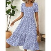 Zeagoo Summer Dresses for Women Flowy Casual Midi Dress Short Sleeve Tiered Dress Beach Vacation Sundresses with Pockets(Blue Dot)