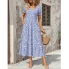 Zeagoo Summer Dresses for Women Flowy Casual Midi Dress Short Sleeve Tiered Dress Beach Vacation Sundresses with Pockets(Blue Dot)