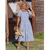 Zeagoo Summer Dresses for Women Flowy Casual Midi Dress Short Sleeve Tiered Dress Beach Vacation Sundresses with Pockets(Blue Dot)