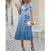 Zeagoo Summer Dresses for Women Flowy Casual Midi Dress Short Sleeve Tiered Dress Beach Vacation Sundresses with Pockets(Floral-2)