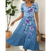 Zeagoo Summer Dresses for Women Flowy Casual Midi Dress Short Sleeve Tiered Dress Beach Vacation Sundresses with Pockets(Floral-2)