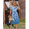 Zeagoo Summer Dresses for Women Flowy Casual Midi Dress Short Sleeve Tiered Dress Beach Vacation Sundresses with Pockets(Floral-2)
