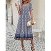 Zeagoo Summer Dresses for Women Flowy Casual Midi Dress Short Sleeve Tiered Dress Beach Vacation Sundresses with Pockets(Floral-3)