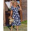 Zeagoo Summer Dresses for Women Flowy Casual Midi Dress Short Sleeve Tiered Dress Beach Vacation Sundresses with Pockets(Floral-printed)