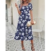 Zeagoo Summer Dresses for Women Flowy Casual Midi Dress Short Sleeve Tiered Dress Beach Vacation Sundresses with Pockets(Floral-printed)
